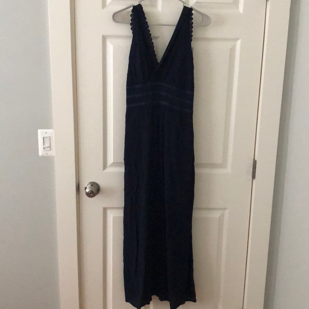Q&A Blue maxi dress size small with eyelet detail